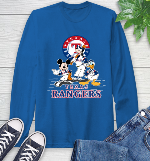 MLB Texas Rangers Mickey Mouse Donald Duck Goofy Baseball T Shirt Long Sleeve T-Shirt 10