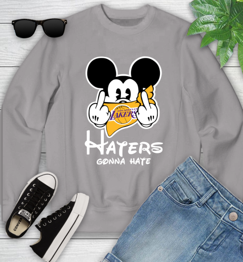 NBA Los Angeles Lakers Haters Gonna Hate Mickey Mouse Disney Basketball T Shirt Youth Sweatshirt 3