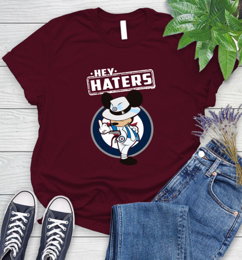 NHL Hey Haters Mickey Hockey Sports Winnipeg Jets Women's T-Shirt 7