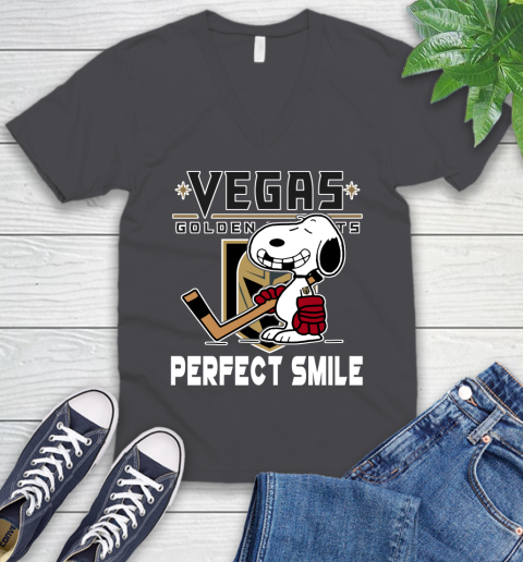 NHL Vegas Golden Knights Snoopy Perfect Smile The Peanuts Movie Hockey T Shirt V-Neck T-Shirt 4
