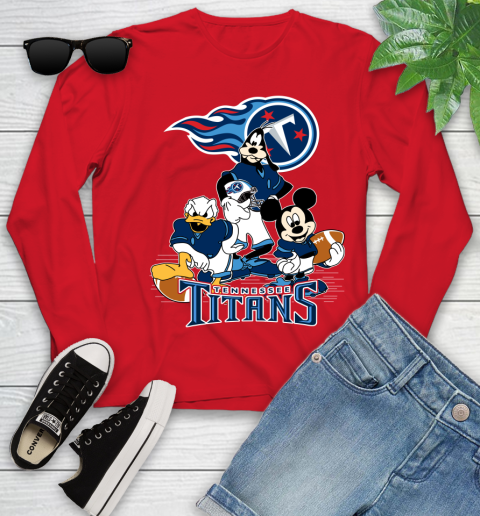 NFL Tennessee Titans Mickey Mouse Donald Duck Goofy Football Shirt Youth Long Sleeve 11