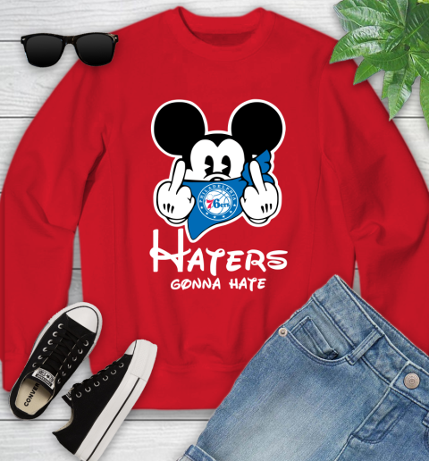 NBA Philadelphia 76ers Haters Gonna Hate Mickey Mouse Disney Basketball T Shirt Youth Sweatshirt 8
