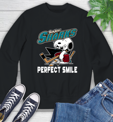 NHL San Jose Sharks Snoopy Perfect Smile The Peanuts Movie Hockey T Shirt Sweatshirt