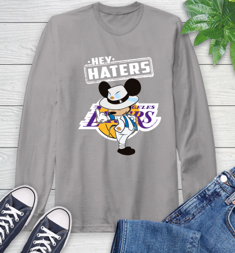 NBA Hey Haters Mickey Basketball Sports Los Angeles Lakers Long Sleeve T-Shirt 6