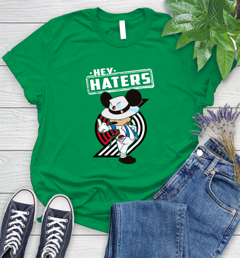 NBA Hey Haters Mickey Basketball Sports Portland Trail Blazers Women's T-Shirt 9