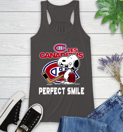NHL Montreal Canadiens Snoopy Perfect Smile The Peanuts Movie Hockey T Shirt Racerback Tank 11