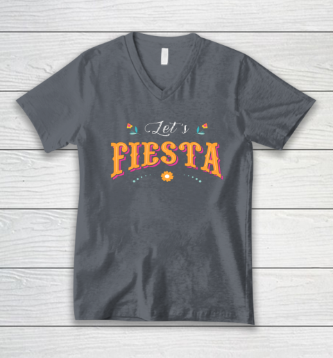 Cinco De Mayo Party Lets Fiesta Mexican Typography V-Neck T-Shirt 3