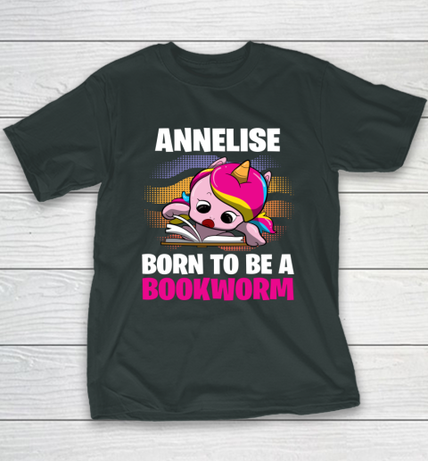 Annelise Born To Be A Bookworm Unicorn Youth T-Shirt 4