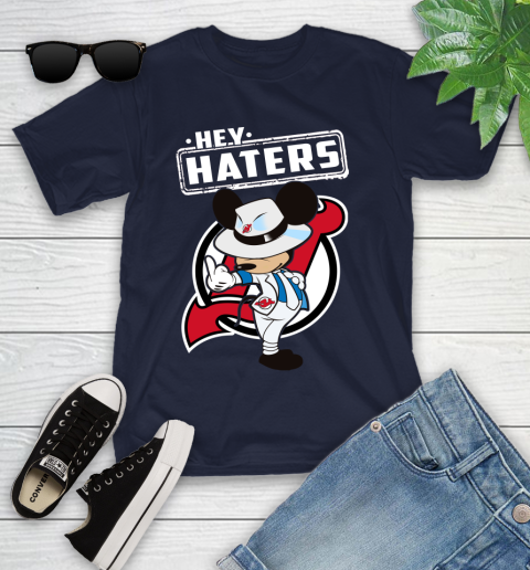 NHL Hey Haters Mickey Hockey Sports New Jersey Devils Youth T-Shirt 2