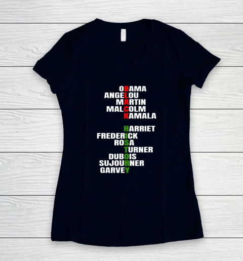 Obama Angelou Inspirational African Black History Month Women's V-Neck T-Shirt 2
