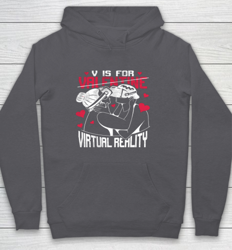 V Is For Virtual Reality Funny Valentine Couples Lovers Kiss Hoodie 12