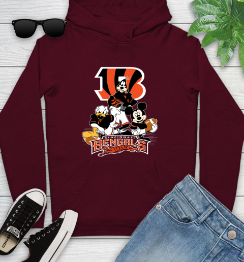 NFL Cincinnati Bengals Mickey Mouse Donald Duck Goofy Football Shirt Youth Hoodie 7