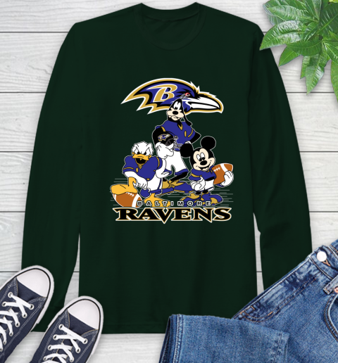 NFL Baltimore Ravens Mickey Mouse Donald Duck Goofy Football Shirt Long Sleeve T-Shirt 7