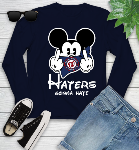 MLB Washington Nationals Haters Gonna Hate Mickey Mouse Disney Baseball T Shirt_000 Youth Long Sleeve 2