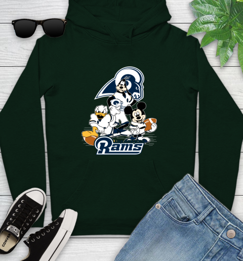 NFL Los Angeles Rams Mickey Mouse Donald Duck Goofy Football Shirt Youth Hoodie 14