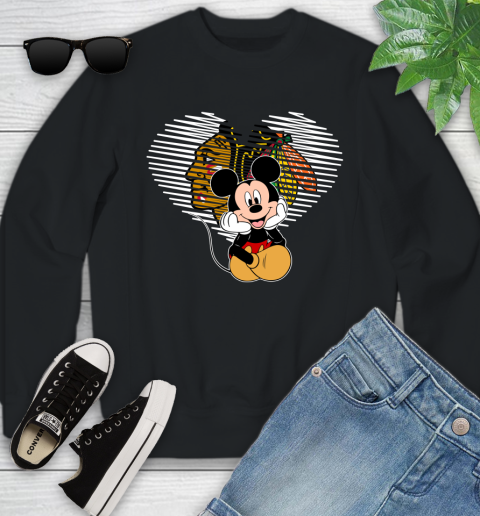 NHL Chicago Blackhawks Carolina Hurricanes The Heart Mickey Mouse Disney Hockey Youth Sweatshirt