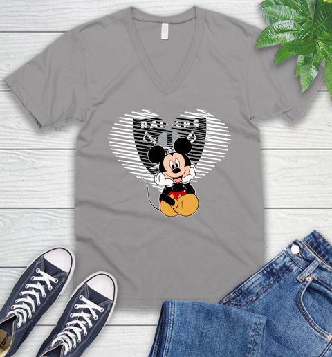 NFL Oakland Raiders The Heart Mickey Mouse Disney Football T Shirt_000 V-Neck T-Shirt 3