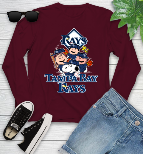 MLB Tampa Bay Rays Snoopy Charlie Brown Woodstock The Peanuts Movie Baseball T Shirt Youth Long Sleeve 6