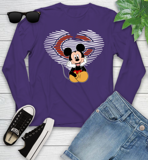 NFL Chicago Bears The Heart Mickey Mouse Disney Football T Shirt_000 Youth Long Sleeve 4