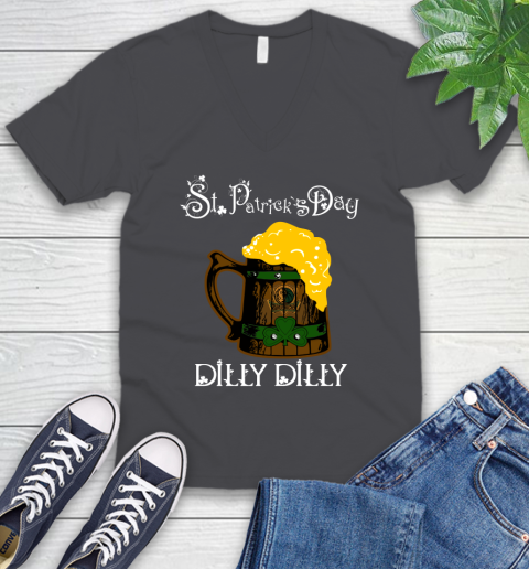 NBA Dallas Mavericks St Patrick's Day Dilly Dilly Beer Basketball Sports V-Neck T-Shirt 4