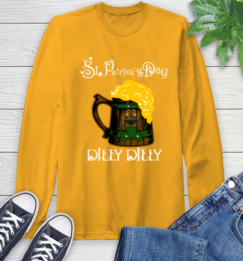 NHL Edmonton Oilers St Patrick's Day Dilly Dilly Beer Hockey Sports Long Sleeve T-Shirt 2