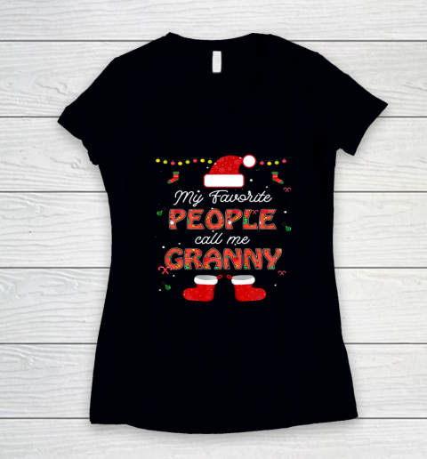My Favorite People Call Me Granny Thanksgiving Christmas Women's V-Neck T-Shirt