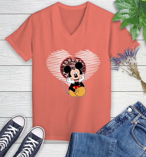 NBA Toronto Raptors The Heart Mickey Mouse Disney Basketball Women's V-Neck T-Shirt 6