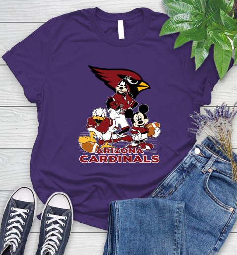 NFL Arizona Cardinals Mickey Mouse Donald Duck Goofy Football Shirt Women's T-Shirt 4