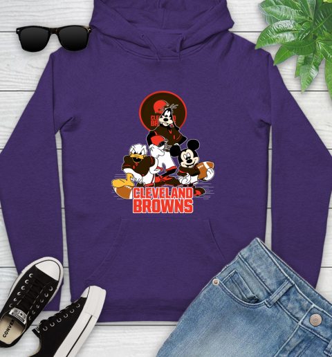 NFL Cleveland Browns Mickey Mouse Donald Duck Goofy Football Shirt Youth Hoodie 5