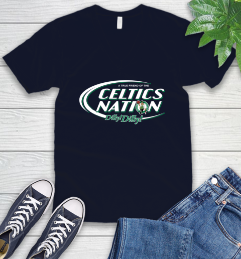 NBA A True Friend Of The Boston Celtics Dilly Dilly Basketball Sports V-Neck T-Shirt 2