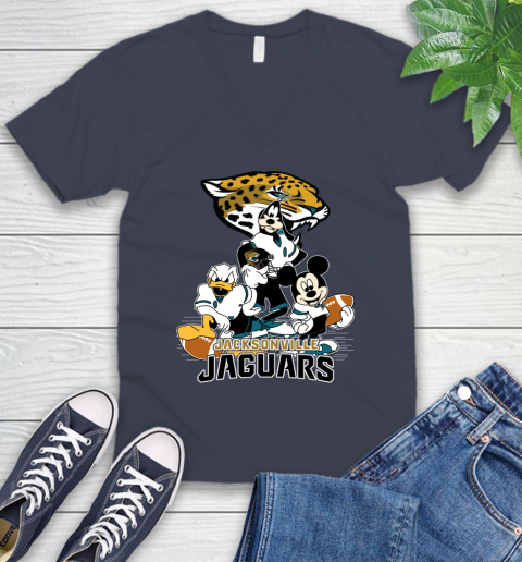 NFL Jacksonville Jaguars Mickey Mouse Donald Duck Goofy Football Shirt V-Neck T-Shirt 8