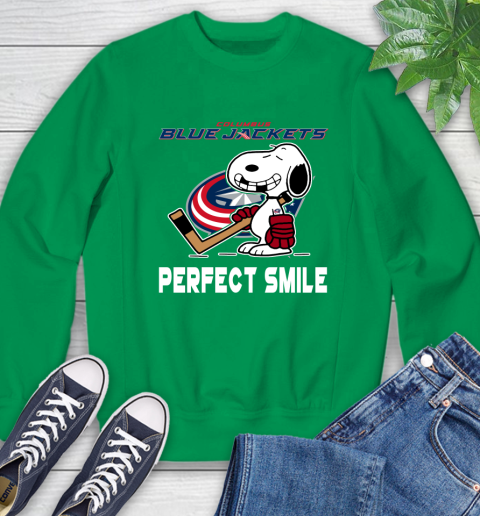 NHL Columbus Blue Jackets Snoopy Perfect Smile The Peanuts Movie Hockey T Shirt Sweatshirt 7