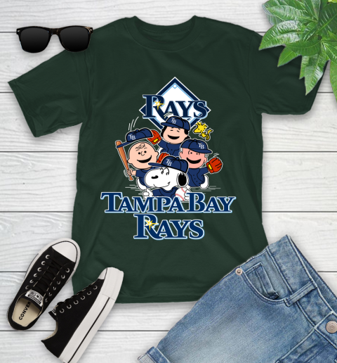 MLB Tampa Bay Rays Snoopy Charlie Brown Woodstock The Peanuts Movie Baseball T Shirt Youth T-Shirt 5