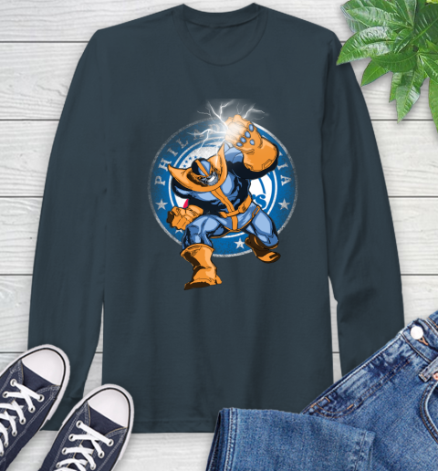Philadelphia 76ers NBA Basketball Thanos Avengers Infinity War Marvel Long Sleeve T-Shirt 9