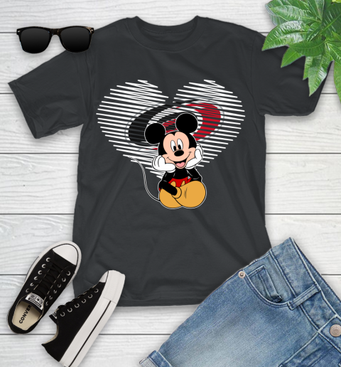 NHL Carolina Hurricanes The Heart Mickey Mouse Disney Hockey Youth T-Shirt