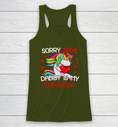 Sorry Boys Daddy Is My Valentine Unicorn Girls Valentine Racerback Tank 9
