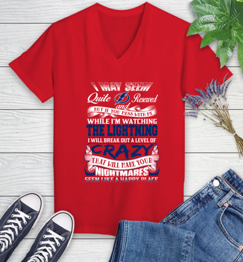 Tampa Bay Lightning NHL Hockey Don't Mess With Me While I'm Watching My Team Women's V-Neck T-Shirt 11