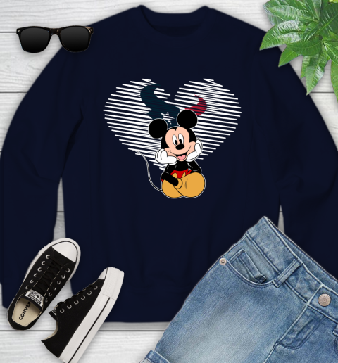 NFL Houston Texans The Heart Mickey Mouse Disney Football T Shirt_000 Youth Sweatshirt 2