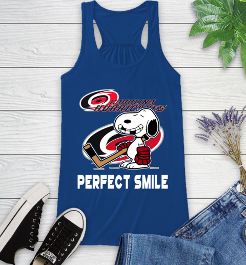 NHL Carolina Hurricanes Snoopy Perfect Smile The Peanuts Movie Hockey T Shirt Racerback Tank 8