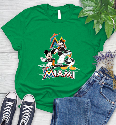 MLB Miami Marlins Mickey Mouse Donald Duck Goofy Baseball T Shirt Women's T-Shirt 9