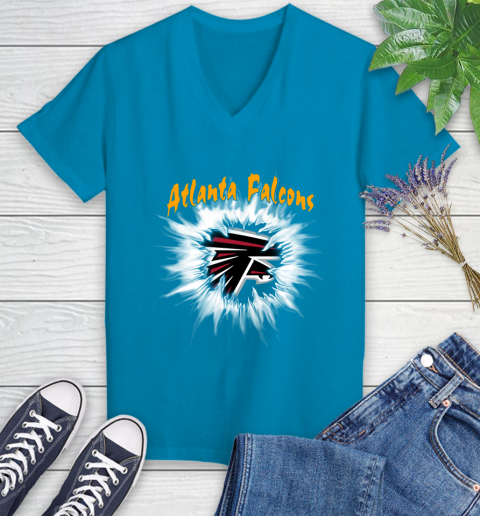 Atlanta Falcons NFL Football Adoring Fan Rip Sports Women's V-Neck T-Shirt 7
