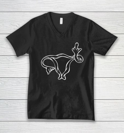 Middle Finger Uterus V-Neck T-Shirt