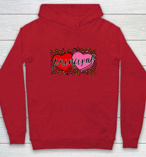 Leopard Candy Heart Principal Valentine Day Principal V Day Hoodie 6