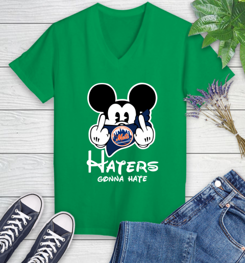 MLB New York Mets Haters Gonna Hate Mickey Mouse Disney Baseball T Shirt_000 Women's V-Neck T-Shirt 5