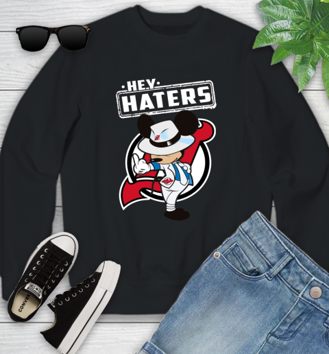 NHL Hey Haters Mickey Hockey Sports New Jersey Devils Youth Sweatshirt
