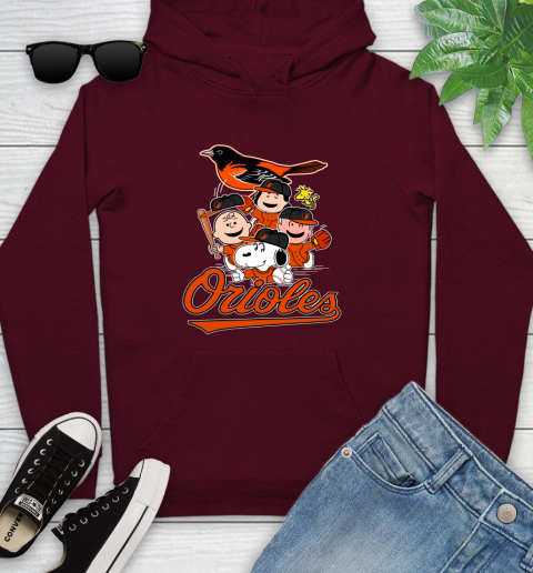 MLB Baltimore Orioles Snoopy Charlie Brown Woodstock The Peanuts Movie Baseball T Shirt_000 Youth Hoodie 7
