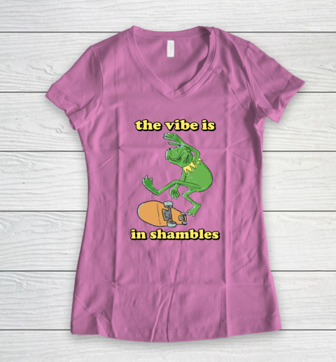 The Vibe Is In Shambles Kermit The Frog Women's V-Neck T-Shirt 6
