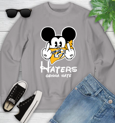 NHL New Jersey Devils Haters Gonna Hate Mickey Mouse Disney Hockey T Shirt Youth Sweatshirt 3