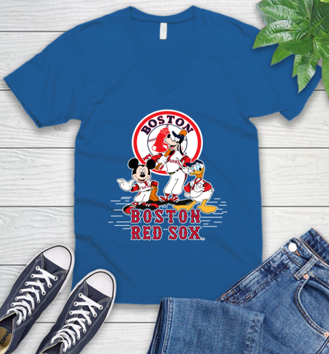 MLB Boston Red Sox Mickey Mouse Donald Duck Goofy Baseball T Shirt V-Neck T-Shirt 5