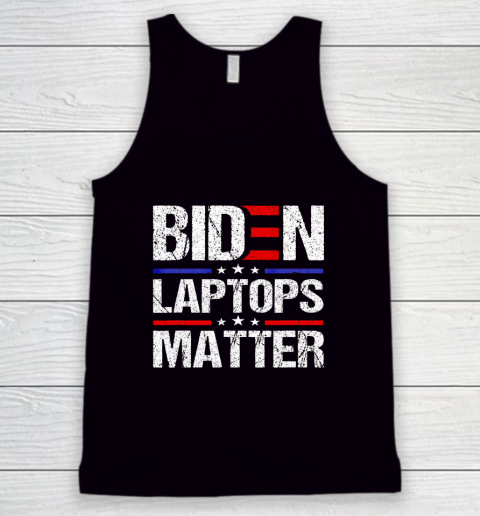 Funny Anti Biden Quote Biden Laptops Matter Cool USA Flag Tank Top